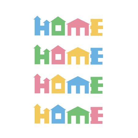 Colorful cute warm houses in the shape of homeのイラスト素材