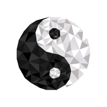 Polygonal geometric crystal yin yang symbolのイラスト素材