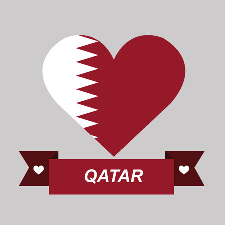 Flag of Qatar in shape of heart, concept of love and patrioticのイラスト素材