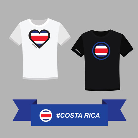 Couple t-shirt with Costa Rica flag symbolのイラスト素材