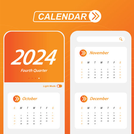 Q4 Fourth Quarter of 2024 Calendarのイラスト素材