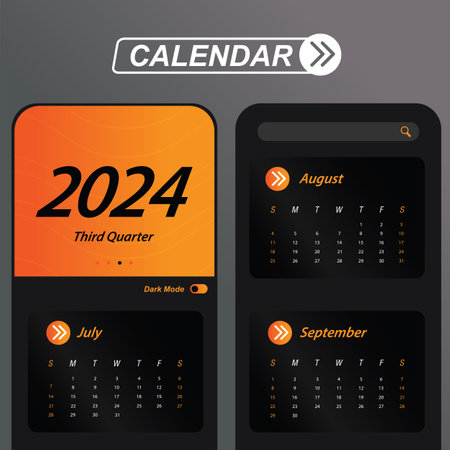 Q3 Third Quarter of 2024 Calendarのイラスト素材