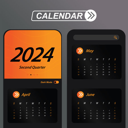 Q2 Second Quarter of 2024 Calendarのイラスト素材