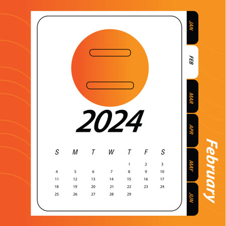 Minimalist design of monthly calendar of 2024 with Chinese characterのイラスト素材