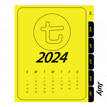 Minimalist design of monthly calendar of 2024 with Chinese characterのイラスト素材