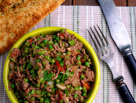 Kheema with naan breadの写真素材