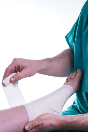 Sprained Foot, ankle injury fixed by Doctorの写真素材