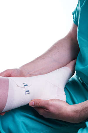 Sprained Foot, ankle injury fixed by Doctorの写真素材