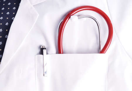Doctor with stethoscope in pocket. Ready for meeting the patient and do the examinationの写真素材