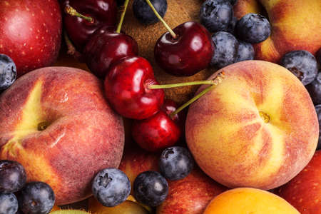 Fruit Collections. Full Frame close up of fresh organic fruitの写真素材