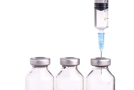 Medical vials and Syringe, Isolated on White