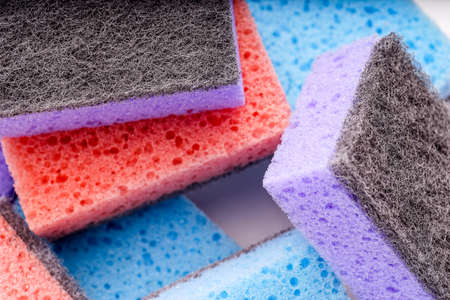 Lots of Cleaning sponges in several colorsの写真素材