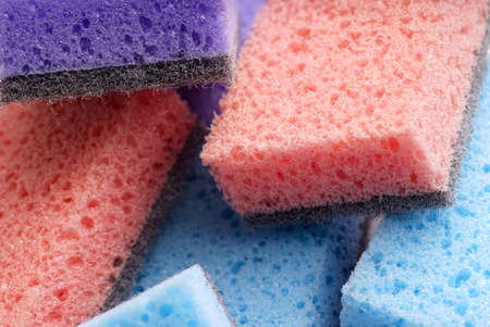 Lots of Cleaning sponges in several colorsの写真素材