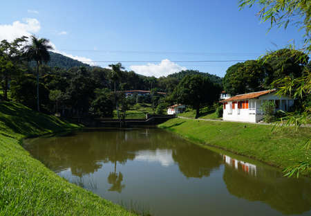 HAVANA, Cuba - January 5, 2016: Eco- village La Terraza, Cuba. White House and riverのeditorial素材