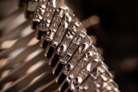 Details on antique typewriter. Vintage and retroの写真素材