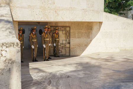 Santiago de Cuba, Cuba - January 10, 2016: Guard mounting or changing the guard at the Mausoleum of...