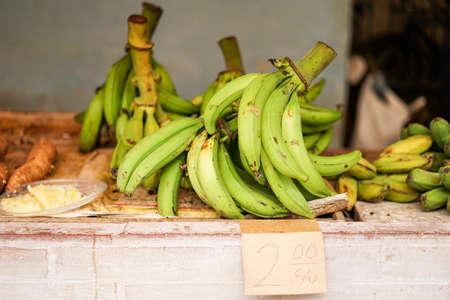 Fresh local produced Bananas lying on the marketの写真素材