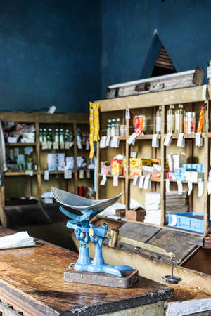 Trinidad, Cuba - January 13, 2016: shop with products for sale at government store, bodega, where ration cards are used,のeditorial素材
