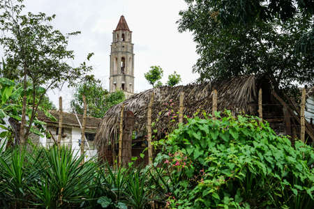 Valle de los Ingenios, Trinidad, Cuba - January 14, 2016: Slave Tower Manaca Iznaga, which is preserved from Cuba's past when slavery was legal. The tower is located in the Valle de los Ingenios and is today a major tourist attractionのeditorial素材