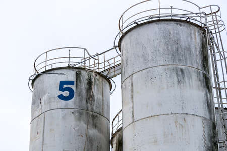 Industrial silos. Tall and with external staircaseの写真素材