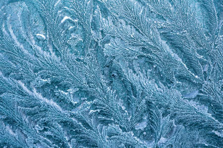 Iceflowers, frozen.The ice-cold frost forms ice crystals in beautiful unique patternsの写真素材