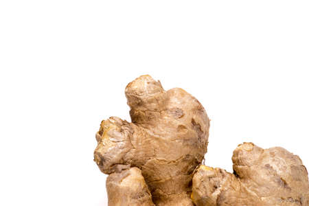 Organic healthy ginger root isolated on white backgroundの写真素材