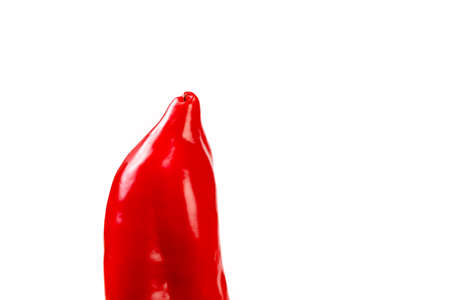 Red organic snack pepper, bellpepper isolated on white backgroundの写真素材