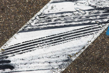 Tire Marks on trackの写真素材
