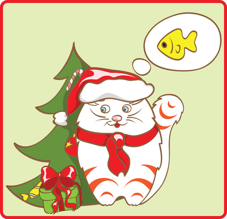 cat dreamer and presentのイラスト素材