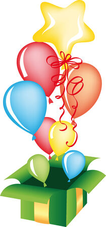Gift box with balloonsのイラスト素材