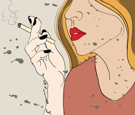 gill with cigaretteのイラスト素材
