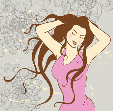 girl and flowersのイラスト素材