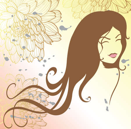 girl and flowersのイラスト素材