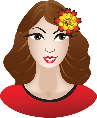 girl with flower isolated on white backgroundのイラスト素材