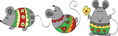 set of mice isolated on white backgroundのイラスト素材