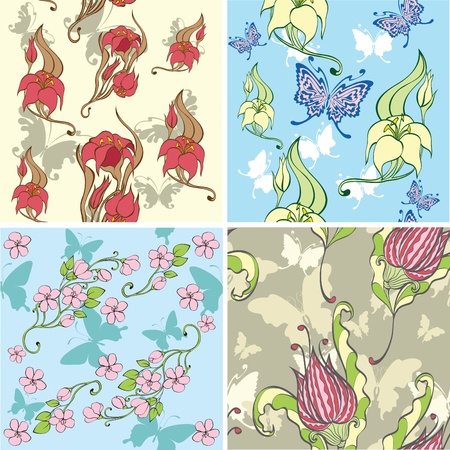 set of decorative butterflies isolated on white backgroundのイラスト素材