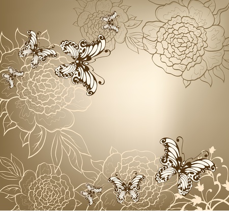 Floral background with blooming flowersのイラスト素材