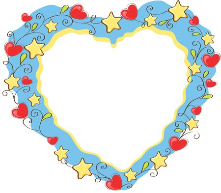 Cute Cartoon frame with heart and starsのイラスト素材