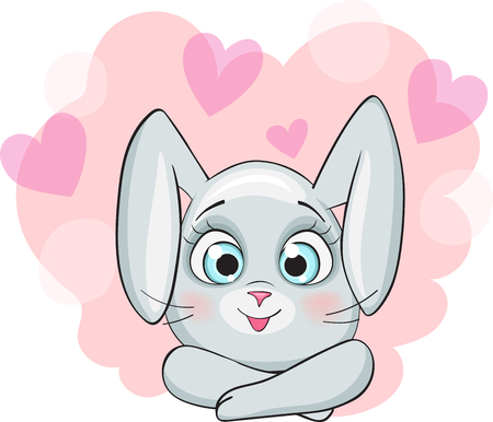 cute bunny for design Happy Valentine's day on romantic backgroundのイラスト素材