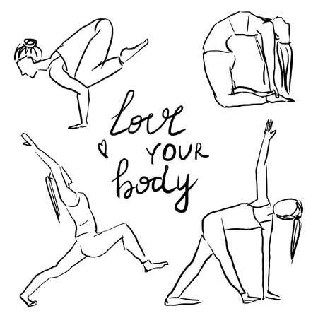 Yoga Vector set of Sketchesのイラスト素材
