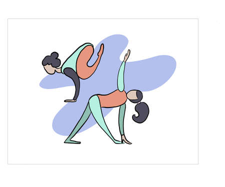 Yoga Vector Set of stylized images of a woman in yoga poses. Flat style yogaのイラスト素材
