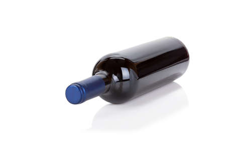 Bottle of red wine isolated on white backgroundの写真素材