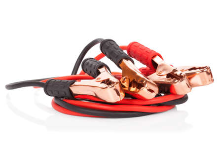 Battery clamps isolated on white backgroundの写真素材