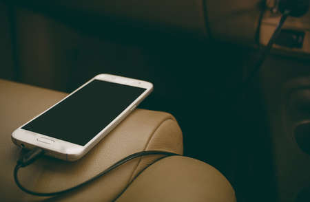 Charger plug phone on carの写真素材