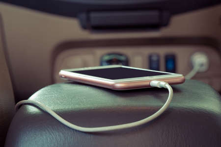 Charger plug phone on carの写真素材