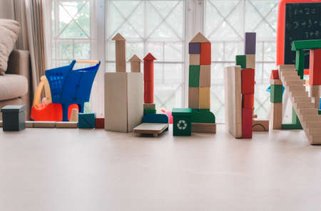 Wooden building blocks-home conceptの写真素材