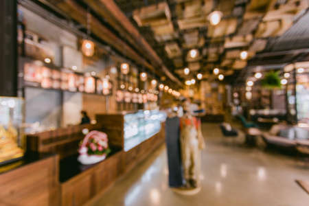 abstract blurred restaurant lights backgroundの写真素材
