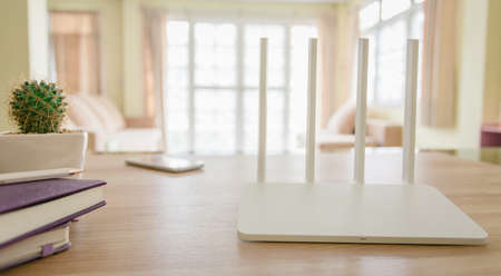 wireless router on living room at homeの写真素材