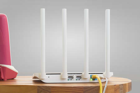 wireless router on living room at homeの写真素材