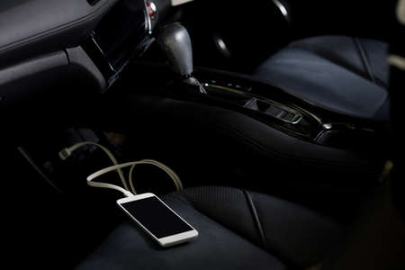 Charger plug phone on carの写真素材